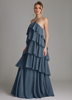 Azazie Deena Bridesmaid Dresses Neptune A-Line Ruched Chiffon Dress image5