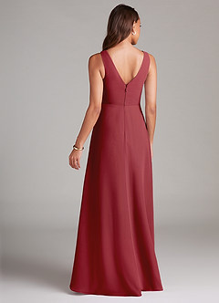 Azazie Nelly Robes de demoiselle d'honneur Robe Trapèze en Mousseline de soie Plissée Grenade image5