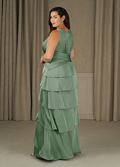 Azazie Viola vestidos de madre de la novia Vestido de Matcha de Satén Elástico de Corte en A con Plisado image8