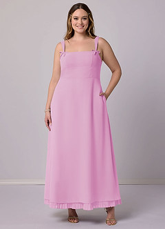 Barbie ♥ Azazie Bridesmaid Dresses Candy Pink A-Line Pleated Chiffon Dress image9
