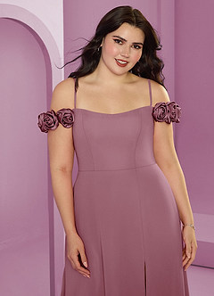 Barbie ♥ Azazie Bridesmaid Dresses Vintage Mauve A-Line Off the Shoulder Chiffon Convertible Dress image13