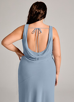 Azazie Rylina Bridesmaid Dresses Dusty Blue Mermaid Pleated Chiffon Dress image12