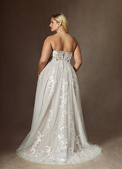 Azazie Aurorie Vestidos de novia Vestido de Diamante Blanco de Tul de Corte en A con Lentejuela image8