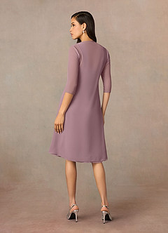 Azazie Olivia Abiti per la Madre della Sposa Abito A-Line in Chiffon Plissettato con Scollo Quadrato Rosa Polverosa image2