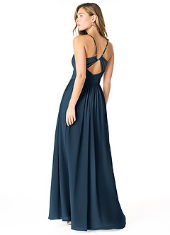 Azazie Cora Bridesmaid Dresses Dark Navy A-Line Pleated Chiffon Dress image2