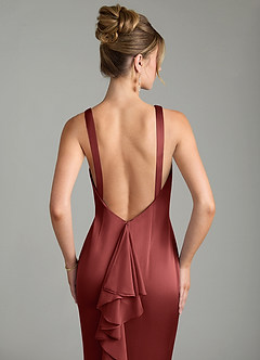 Azazie Tamera Bridesmaid Dresses Terracotta Mermaid Pleated Stretch Satin Dress image6