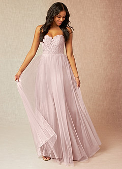 Azazie Roni Bridesmaid Dresses Blushing Pink A-Line Sweetheart Neckline Tulle Convertible Dress image1