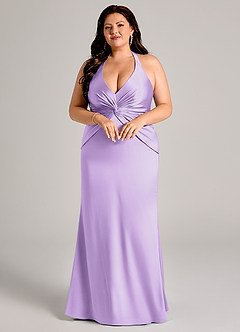 Azazie Valerie Abiti da Damigella Abito Sirena in Raso Elasticizzato Plissettato Lilla image3