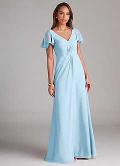 Azazie Soren Bridesmaid Dresses Sky Blue A-Line Ruched Chiffon Dress image1