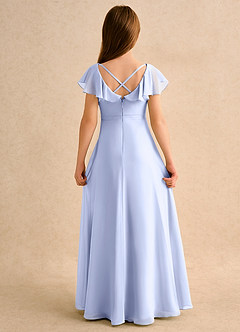 Azazie Nari Girls Formal Flower Girl Dresses Ice A-Line with Sleeves Chiffon Dress image7
