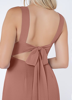 Azazie Christiana Bridesmaid Dresses Cedar Rose A-Line V-Neck Pleated Chiffon Dress image6