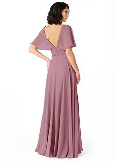 Azazie Pamela Bridesmaid Dresses Vintage Mauve A-Line V-Neck Pleated Chiffon Dress image2