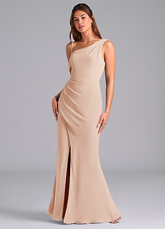 Azazie Madelyn Abiti da Damigella Abito Convertibile Sirena in Chiffon Monospalla Rosa Inglese image5