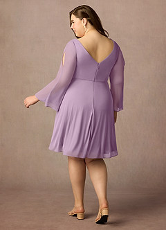 Azazie Teraso 신부의 어머니 드레스 A라인 망사 무릎 길이 드레스 image10