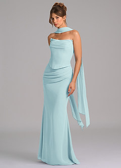 Azazie Sorrel Bridesmaid Dresses Sea Glass Mermaid Corset Chiffon Dress image5