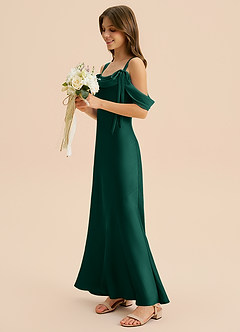 Azazie Bellalina Junior Syrena Pofałdowany Satyna elastyczna Długość podłogi Młodsza druhna Sukienka image3