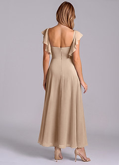 Azazie Leilani 신부 들러리 드레스 A라인 셔링 쉬폰 발목 길이 드레스 image2