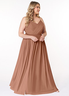 Azazie Cora Bridesmaid Dresses Bronzer A-Line Pleated Chiffon Dress image9