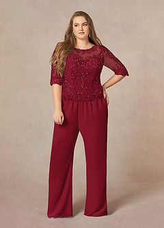 Azazie Florida Mother of the Bride Dresses Burgundy Jumpsuit/Pantsuit Sequins Chiffon Dress image16
