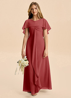 Azazie Selena Junior Rust A-Line Ruched Chiffon Dress image4