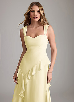Azazie Sloane Bridesmaid Dresses Lemon Sorbet A-Line Sweetheart Neckline Chiffon Dress image6