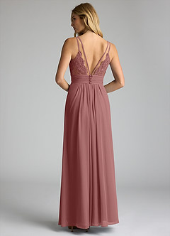 Azazie Maren Allure Bridesmaid Dresses Desert Rose A-Line V-Neck Lace Chiffon Dress image5