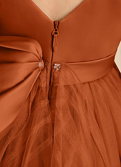 Azazie Pear Flower Girl Dresses Burnt Orange Ball-Gown Bow Tulle Dress image7