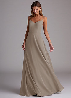 Azazie Marley Bridesmaid Dresses Taupe A-Line Off the Shoulder Chiffon Convertible Dress image5