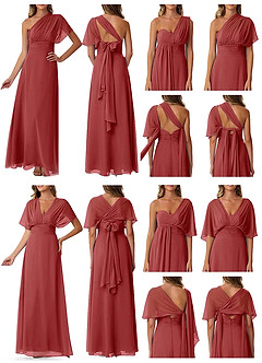 Azazie Fifi Robes de demoiselle d'honneur Robe Trapèze Convertible en Mousseline de soie Sans bretelle Rouille image10