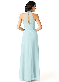 Azazie Danica Bridesmaid Dresses Sea Glass A-Line Pleated Chiffon Dress image2
