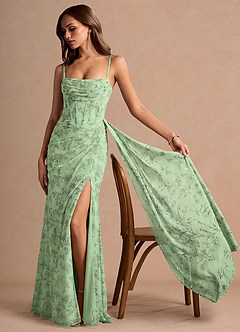 Abito Maxi Felce Verde Floreale Florisca image3