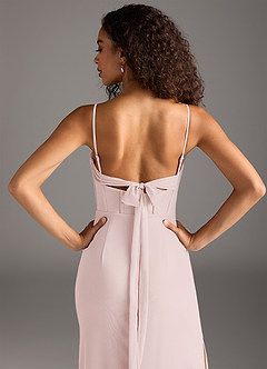 Azazie Mai Bridesmaid Dresses Blushing Pink Sheath Pleated Mesh Dress image6