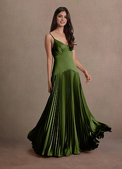 Jill Olive Green Dropped Waist Gown image4