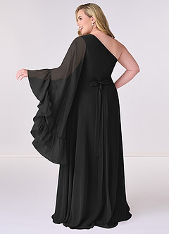 Barbie ♥ Azazie Bridesmaid Dresses Black A-Line Long Sleeve Chiffon Dress image8