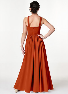Azazie Jiya Junior Paprika A-Line Pleated Mesh Dress image2
