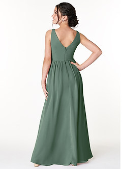 Azazie Sawyer Junior Eucalyptus A-Line Pleated Chiffon Dress image2