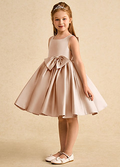 Azazie Jessie Flower Girl Dresses English Rose A-Line Bow Matte Satin Dress image6