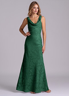 Azazie Rylina Final Sale Emerald Mermaid Floral Burnout Dress image4
