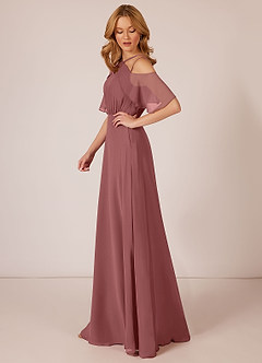 Azazie Adele Vente Finale Robe A-ligne en Mousseline de soie Rayé Agave image3