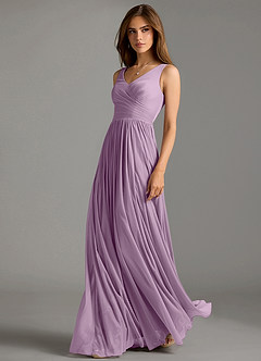 Azazie Keyla Bridesmaid Dresses Wisteria A-Line Pleated Mesh Dress image1