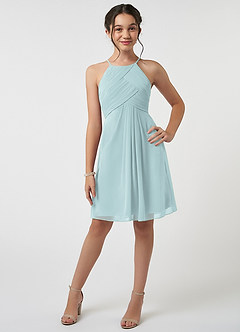 Azazie Ginny Junior Mist A-Line Pleated Chiffon Dress image1