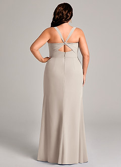 Azazie Mero 신부 들러리 드레스 쉬스 주름진 쉬폰 바닥 길이 드레스 image10