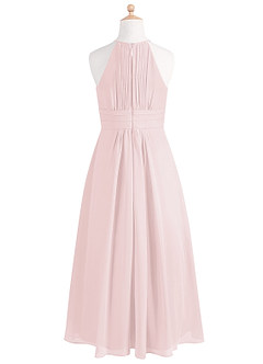Azazie Bonnie Junior A-Linie Plissee Chiffon Kleid Zartrosa image6