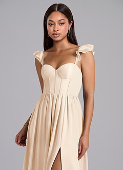Azazie Denisse Bridesmaid Dresses White Alabaster A-Line Ruched Chiffon Dress image6