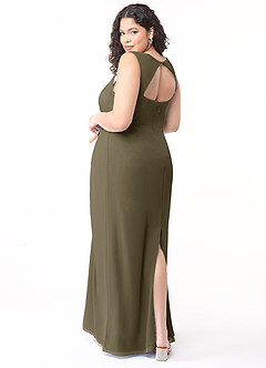 Azazie Flori Bridesmaid Dresses Willow Green Sheath Square Neckline Chiffon Dress image10