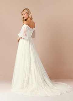 Azazie Vendela Wedding Dresses Ball-Gown Sequins Tulle Chapel Train Dress image4