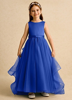 Azazie Lior Flower Girl Dresses Royal Blue Ball-Gown Pleated Tulle Dress image2