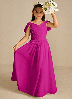 Azazie Chelle Flower Girl Dresses Fuchsia A-Line Pleated Chiffon Dress image1