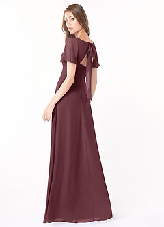 Azazie Kimber Bridesmaid Dresses Sangria A-Line Flounce Sleeve Chiffon Dress image7