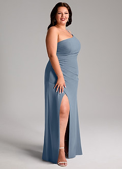 Azazie Eren Vestidos de madrinha de casamento Vestido Crepúsculo de Chiffon de Bainha com Um ombro image12